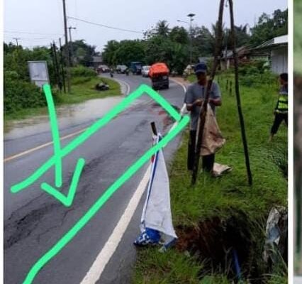 Jalan Cambai Ambles, Pengendara Hampir Jatuh