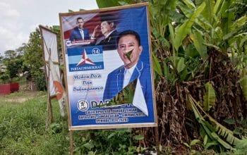 Baliho Caleg Partai Demokrat di Bangka Tengah Dirusak