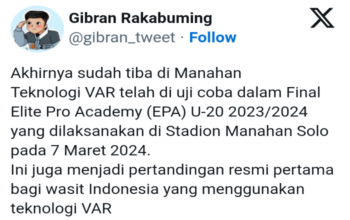Wali Kota Solo Gibran Rakabuming Pamer Teknologi VAR Stadion Manahan